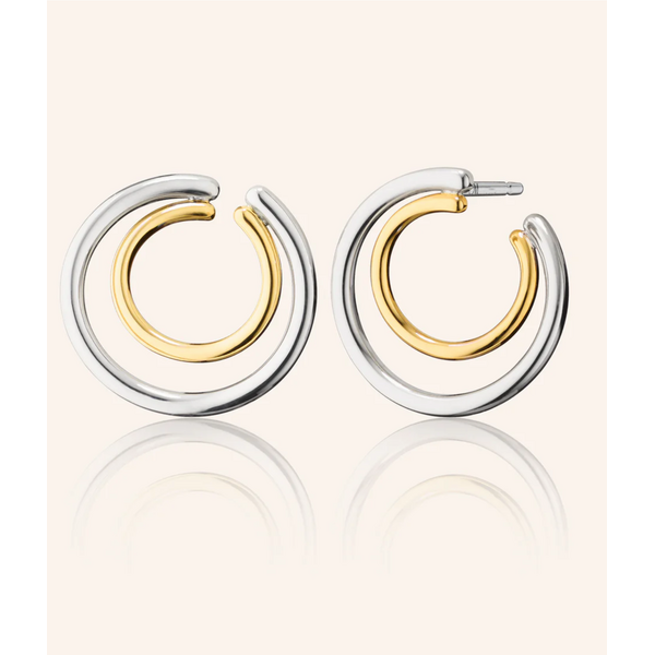 MONICA RICH KOSANN Two-Tone Large Double Galaxy Wrap Hoop Earrings in Sterling Silver and 18K Yellow Gold
