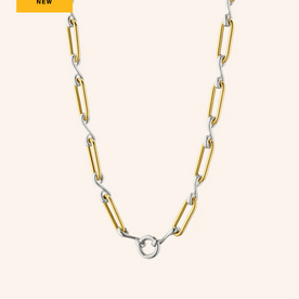 MONICA RICH KOSANN Two-Tone Infinity Classic Link "Design Your Own" Necklace in Sterling Silver and 18K Yellow Gold
