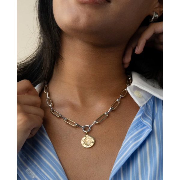 MONICA RICH KOSANN Two-Tone Infinity Classic Link "Design Your Own" Necklace in Sterling Silver and 18K Yellow Gold