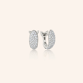 MONICA RICH KOSANN Sterling Silver "Perseverance" Pavé Huggie Earrings