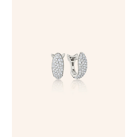 MONICA RICH KOSANN Sterling Silver "Perseverance" Pavé Huggie Earrings