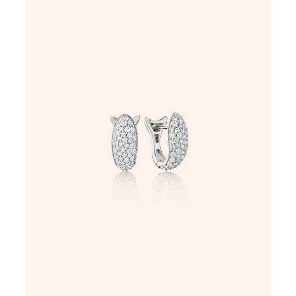 MONICA RICH KOSANN Sterling Silver "Perseverance" Pavé Huggie Earrings