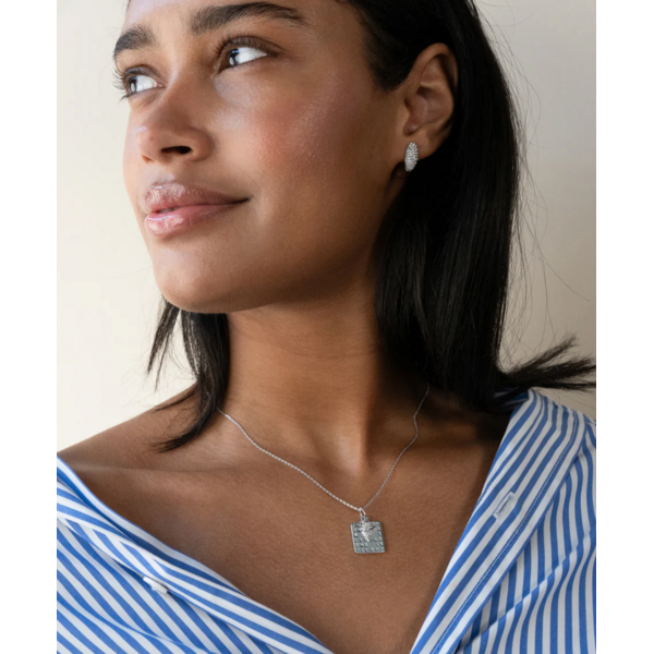 MONICA RICH KOSANN Sterling Silver "Perseverance" Pavé Huggie Earrings