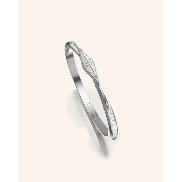 MONICA RICH KOSANN "Points North" Sterling Silver Pavé Sapphire Cuff S, W and E Coordinates on edges. Swivel Top Clasp Points North