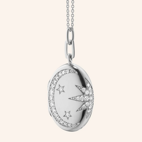 MONICA RICH KOSANN Galaxy Locket Necklace in Sterling Silver with Sapphires