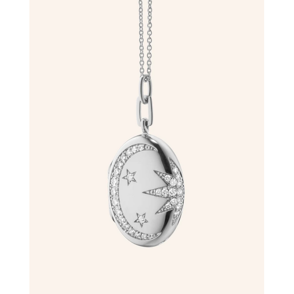 MONICA RICH KOSANN Galaxy Locket Necklace in Sterling Silver with Sapphires