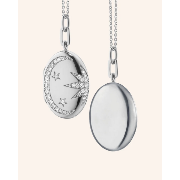 MONICA RICH KOSANN Galaxy Locket Necklace in Sterling Silver with Sapphires