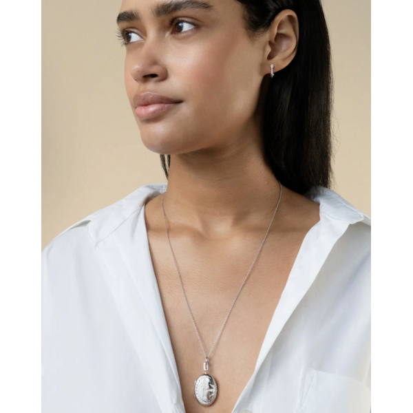 MONICA RICH KOSANN Galaxy Locket Necklace in Sterling Silver with Sapphires