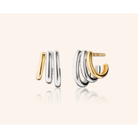 MONICA RICH KOSANN Two-Tone "Rings of Saturn" Earrings in Sterling Silver and Solid 18K Yellow Gold MONICA RICH KOSANN Two-Tone "Rings of Saturn" Earrings in Sterling Silver and Solid 18K Yellow Gold