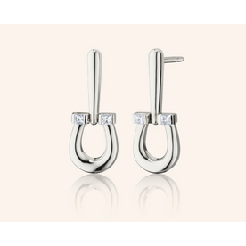 MONICA RICH KOSANN Sterling Silver Small "Luck" Horseshoe Earrings with White Sapphires in Sterling Silver MONICA RICH KOSANN Sterling Silver Small "Luck" Horseshoe Earrings with White Sapphires in Sterling Silver