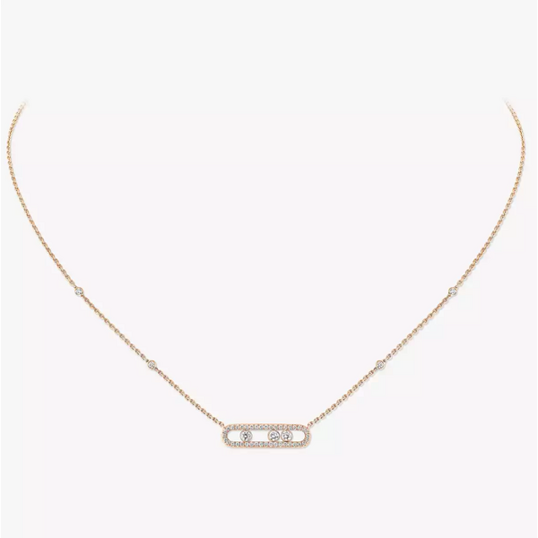 MESSIKA 18kt Pink Gold Baby Move Pave Necklace
