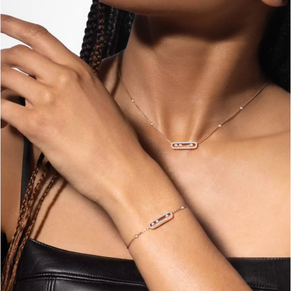 MESSIKA 18kt Pink Gold Baby Move Pave Necklace