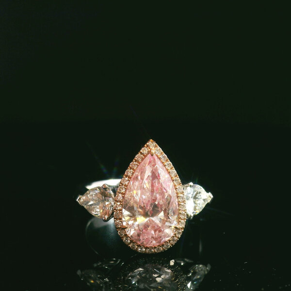 Platinum 4.22 tcw Pink and White Diamond Ring