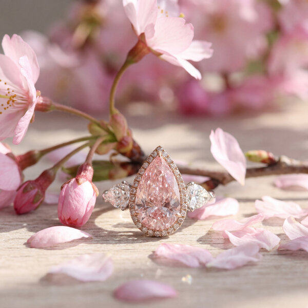 Platinum 4.22 tcw Pink and White Diamond Ring