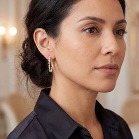 18kt White and Yellow Gold 5.46 tcw Diamond Hoop Earrings