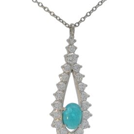 Platinum .67ct Paraiba Tourmaline and Diamond Pendant