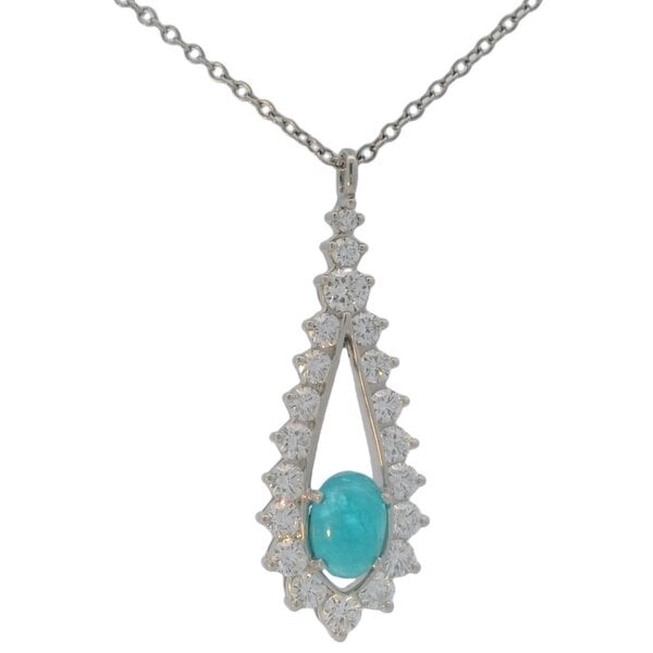 Platinum .67ct Paraiba Tourmaline and Diamond Pendant