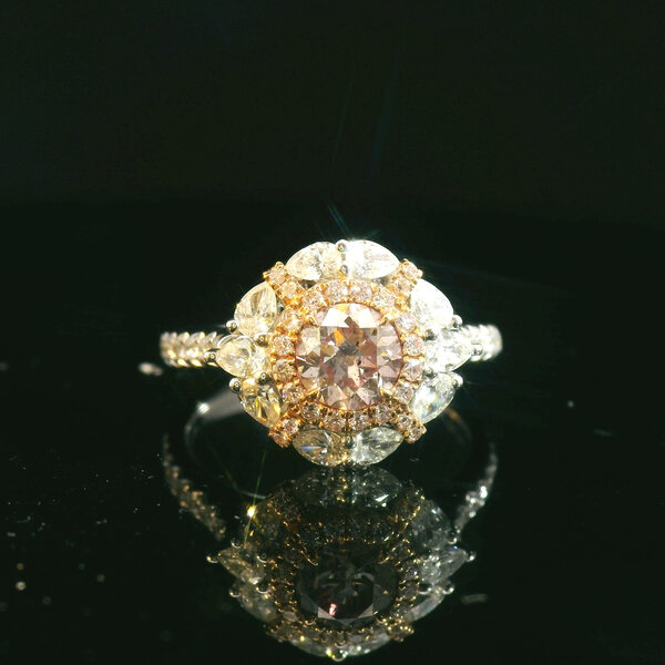 18kt  1.34 tcw Pink and White Diamond Ring Pendant