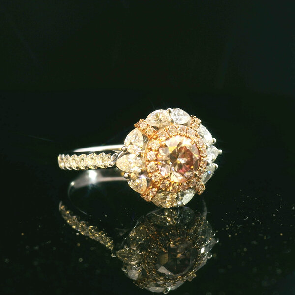 18kt  1.34 tcw Pink and White Diamond Ring Pendant