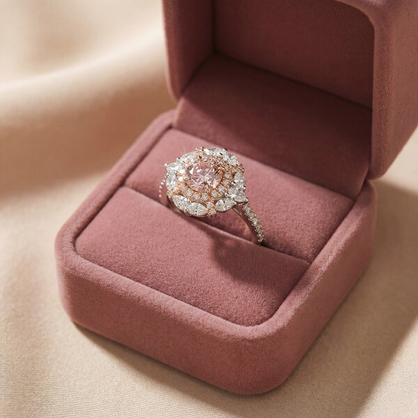 18kt  1.34 tcw Pink and White Diamond Ring Pendant