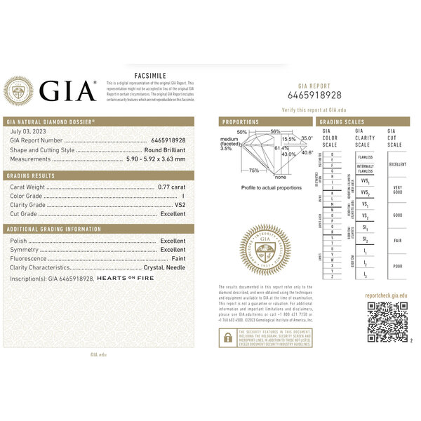 HEARTS ON FIRE LLC Platinum 1ct Vela Halo Ring .70 center