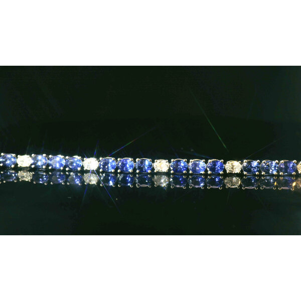 14kt White Gold 7.73 Sapphire 1.45 Diamond Bracelet