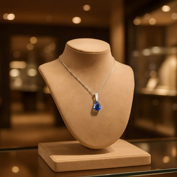 18kt White Gold 2.38 Sapphire .46 Diamond Pendant