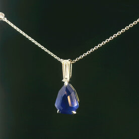 18kt White Gold 2.38 Sapphire .46 Diamond Pendant