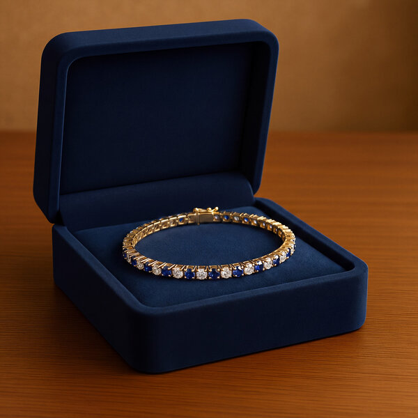 14kt Yellow Gold 3.15 Sapphire 2.66 Diamond Bracelet