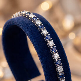 14kt White Gold 3.56 Sapphire 3.01 Diamond Bracelet
