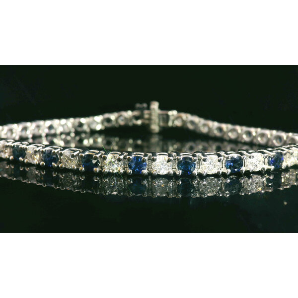 14kt White Gold 3.56 Sapphire 3.01 Diamond Bracelet