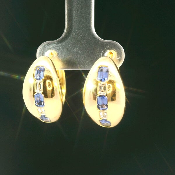 E2815C - 14ky 1.36 Sapph .47 Dia Earrings