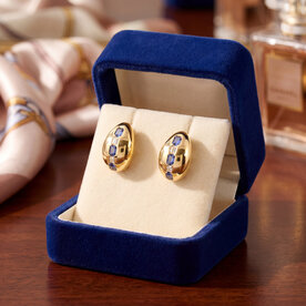 E2815C - 14ky 1.36 Sapph .47 Dia Earrings