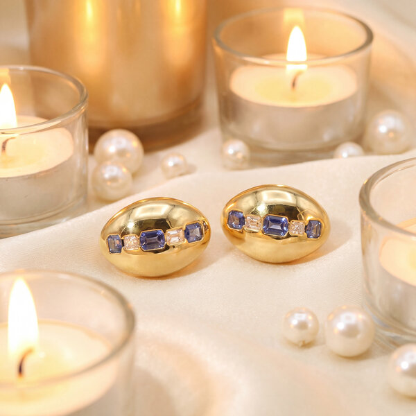 E2815C - 14ky 1.36 Sapph .47 Dia Earrings