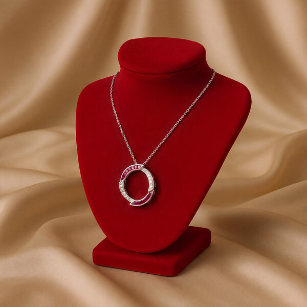 14kt White Gold 1.28 Ruby .38 Dia Pendant