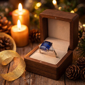 18kt White Gold 8.02 Sapphire .38 Diamond Ring