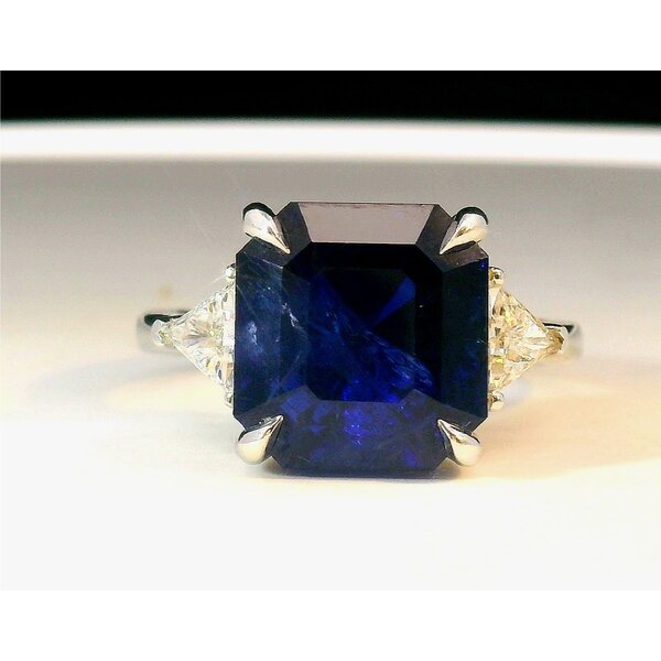 18kt White Gold 8.02 Sapphire .38 Diamond Ring