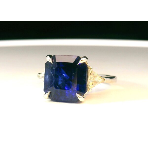 18kt White Gold 8.02 Sapphire .38 Diamond Ring