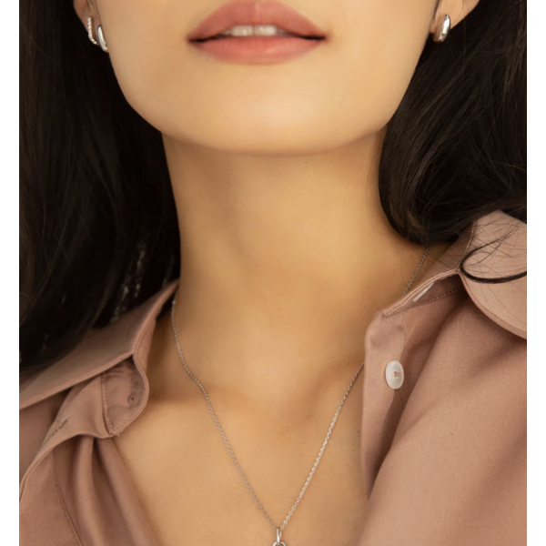 MONICA RICH KOSANN Slim Rectangle "Kate" Locket Necklace with White Sapphire in Sterling Silver