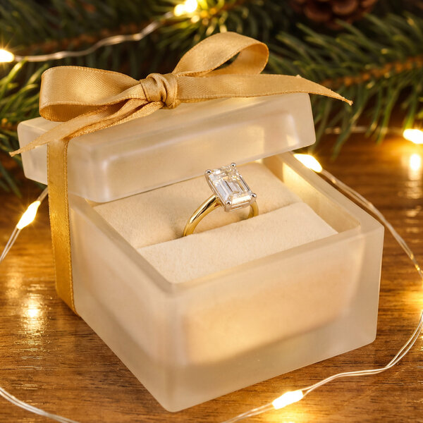 18kt Yellow Gold 3.20ct Emerald Cut  Solitaire Ring