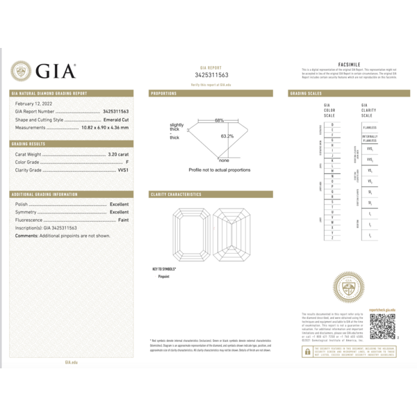 18kt Yellow Gold 3.20ct Emerald Cut  Solitaire Ring