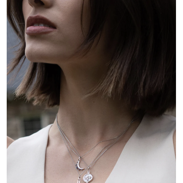 MONICA RICH KOSANN Slim Rectangle "Dee" Locket Necklace in Sterling Silver.