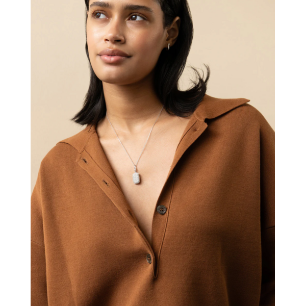 MONICA RICH KOSANN Slim "Fran" Sterling Silver Locket Necklace with White Sapphire