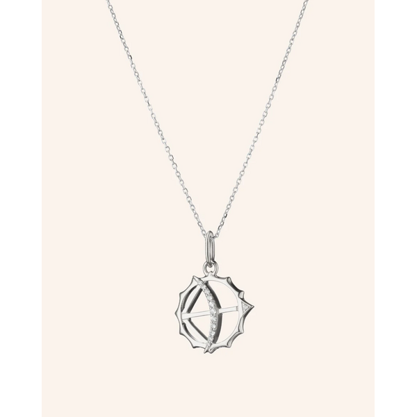 MONICA RICH KOSANN Mini "Strength" Apollo Necklace with White Sapphires in Sterling Silver