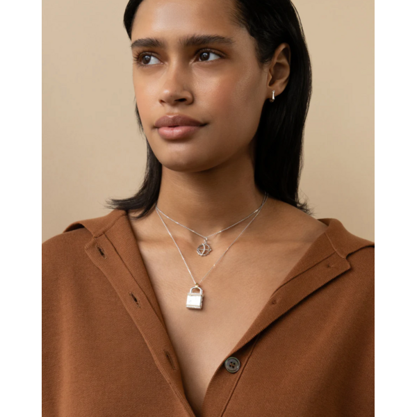 MONICA RICH KOSANN Mini "Strength" Apollo Necklace with White Sapphires in Sterling Silver