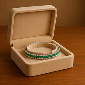 18kt White Gold 1.49 Diamond 3.84 Emerald Bracelet