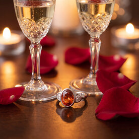 Platinum 3.47 Orange Sapphire .29 Diamond Ring