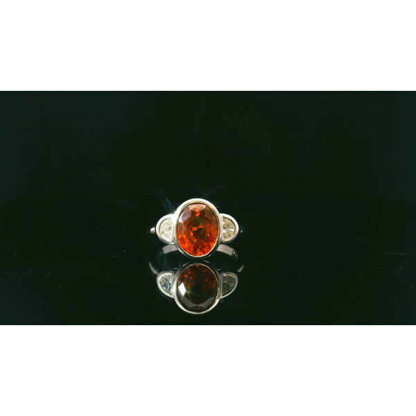 Platinum 3.47 Orange Sapphire .29 Diamond Ring