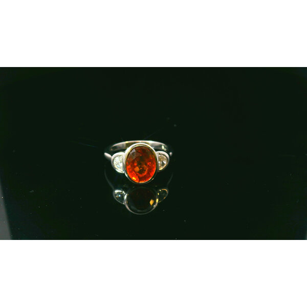 Platinum 3.47 Orange Sapphire .29 Diamond Ring
