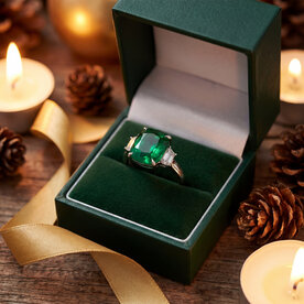 18kt White Gold 3.74 Emerald .39 Diamond Ring